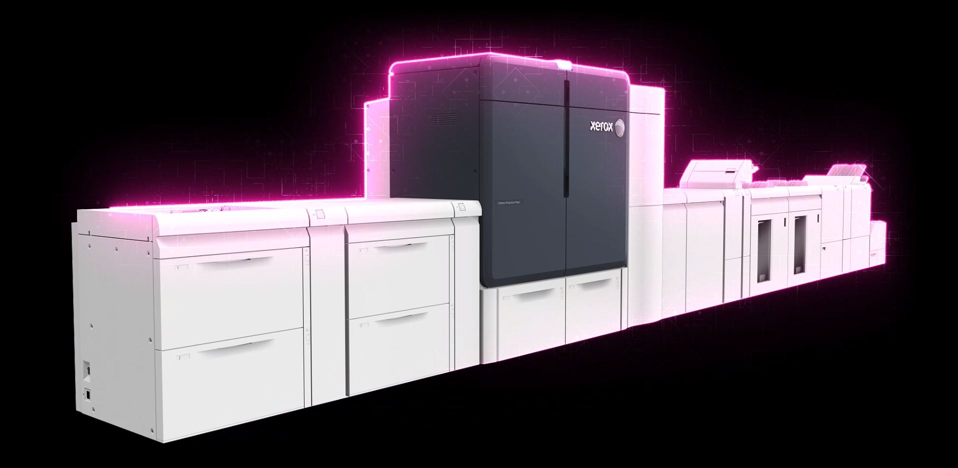 Xerox Iridesse Production Press with fluorescent pink specialty dry ink